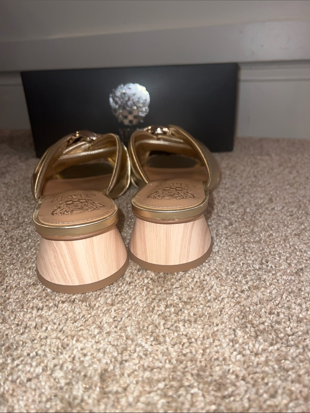 Vince Camuto Metallic Gold Knotted Slide Mules- Liane - Picture 4 of 7